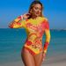 Women's European American Style Long Sleeved One Piece Swimsuit SPF Sun Protection Cross Border Long Pants Krupniki Swimwear_ecoleips.com