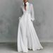 2026 New Cross-Border Elegant Waist-Cinching Slimming Long-Sleeve Pleated Long Vacation French White Dress_ecoleips.com