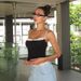 Spicy Girl Style Color Block Low Cut off Shoulder Faux Two Piece Camisole Women's Spring New Arrival Tank Top Summer Autumn_ecoleips.com