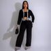 Women’s Clothing autumn and winter new women's striped cardigan knitted casual three piece suit_ecoleips.com