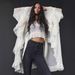 Women's Unique Print Irregular Shirt European American Style Extra Large Hem Tie Belt Lantern Sleeve Top_ecoleips.com