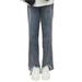 Spring/Summer Thin New Jeans Women, High Waist Slimming Split Hem Popular Flared Pants, Casual Nine-Tenths Length For_ecoleips.com