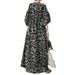 Bohemian Leopard Print Shirt Dress – Oversized Batwing Sleeves & High Neckline, Flowy Maxi Dress For Women (Yellow/Black/3rd Color, S-4xl)_ecoleips.com