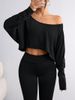 Fashion Shoulder Loose Bottom Top T-Shirt Ice Long Sleeve Spring And Summer_ecoleips.com