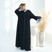 Voya Women's Abaya Dress - Double-Layered Flared Sleeves With Embroidered Cuffs - Premium Modest Maxi Dress, Elegant Evening & Occasion Wear_ecoleips.com