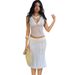 Summer Women's Slim Fit V Neck Sleeveless Vest And Skirt Set In Solid Color Style Sexy Mesh Outfit_ecoleips.com