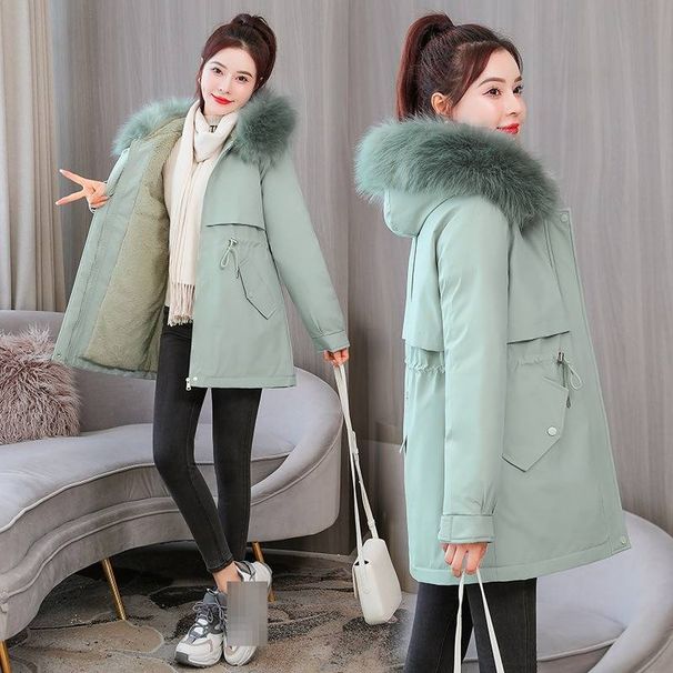 Women's Winter Parka Coat With Detachable Faux Fur Hood - Mid-Length Quilted Puffer Jacket For Casual & Work_ecoleips.com