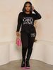 Women's Casual Loose And Fashionable GOD Letter Print Loose T-shirt+cropped Pants Two-piece Set Summer Home Sportswear Daily Wear-467_ecoleips.com