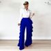Women's Ruffled High-Waisted Wide Leg Pants Casual Formal High Waist Trousers For Spring Autumn Summer Regular Fit Polyester_ecoleips.com