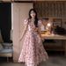 French-style Tea Break Pink Floral Off-shoulder Dress For Women, With A Holiday Vibe, Waist-cinching, Slimming Princess_ecoleips.com