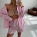Women's Clothing Solid Color Single Breasted Long Sleeved Shirt Shorts Loose Fashion Casual Suit Female_ecoleips.com