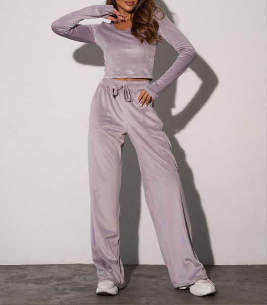 Elegant Tie-Waist Long Sleeve Top & Slim Fit Pants Set – Chic & Comfortable For Fall & Winter_ecoleips.com