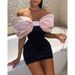 New In-Stock Spring European And American Women's Fashion Off-Shoulder Bow Tight Birthday Party Mini Dress_ecoleips.com