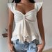 Textured Backless Cropped Top European American Style Square Neck Ruffled Hem Short Sleeve Off-Shoulder Sexy Blouse for Women_ecoleips.com