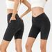 K New Cross High Waisted Denim Shorts For Women, High Stretch And Slimming, Sporty Outerwear Pocket, Fitness Five Point Cycling Pants_ecoleips.com