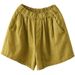Suitable For All Seasons Summer Women's White Loose 2025 New Cotton Linen Plus Size Casual Shorts_ecoleips.com