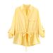 Elegant Safari-Inspired Blouse Wide-Leg Pants Set Professional Yet Stylish Women's Office Wear With Waist-Defining Design Breathable Polyester Blend_ecoleips.com