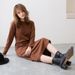 New Loose Fitting Sweatshirt Midi Skirt For Spring And Autumn Solid Color Round Neck Long Sleeve Versatile Over The Knee Dress For Women_ecoleips.com