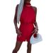 Spring/Summer Women's Casual Solid Color Jumpsuit Semi High Neck Sleeveless Backless Design European American Style Shorts_ecoleips.com