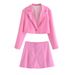 ZA Women's Short Blazer With Collar + Wide Pleated Mini Skirt Fashion Set_ecoleips.com