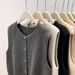 One-piece Drop-ship Single-breasted Knitted Cardigan Women, Soft Cozy Vest, Simple Top For Spring, Autumn, And Winter,_ecoleips.com