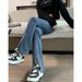 Black Slit Denim Jeans Women, Spring And Autumn 2026 New Model, High-waisted, Slim-fit, Stretchy, Micro-flared Pants For_ecoleips.com