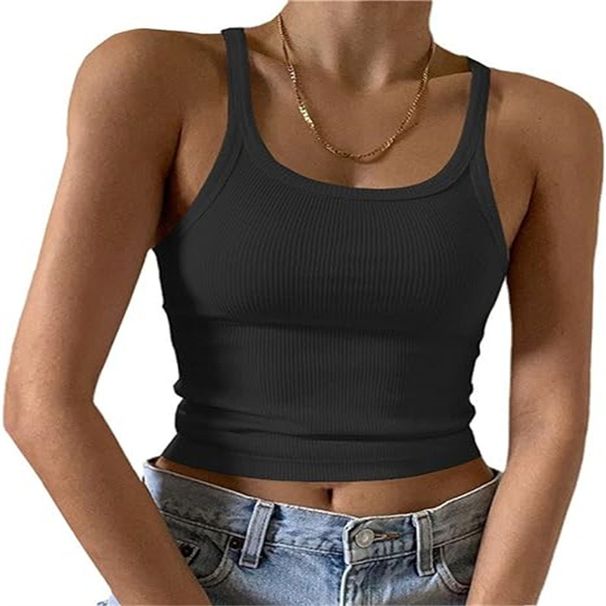 Cross-Border Camisole European And American Style Women's Summer Hot Girl Outerwear Thin Vest Crop Milk Silk Top_ecoleips.com