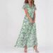 Women's Flowy Floral Print Chiffon Maxi Dress V-Neck Ruffled Hem Beach Dress Elastic Waist Multiple Colors_ecoleips.com