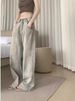 Light-colored Vintage Washed Distressed Straight-leg Jeans Women, New Summer Style, High-waisted, Slimming, Wide-leg,_ecoleips.com