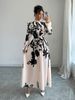 Women's New Hot Sale Fashion Slim Long Skirt Printed Waist Long Sleeve Dress_ecoleips.com