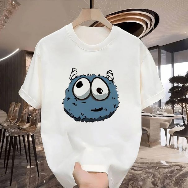 New Cotton Fashion Sense Printing Short-sleeved T-shirt Unisex Men Summer Tide Loose Hundred Tops_ecoleips.com