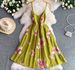 Women's Sweet Floral Print Dress V Neck Spaghetti Strap Maxi A Line Slimming Summer Style Dress_ecoleips.com