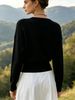 Women Wrap V Neck Ribbed Knit Top Loose Long Sleeve Lightweight Hollow Texture Breathable Skin-friendly Cropped Knit Blouse_ecoleips.com