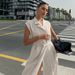 French Commuter Temperament Cotton And Linen Dress Female 2025 Summer Elegant Khaki Lace Shirt Dress Long Skirt Women's Clothing_ecoleips.com