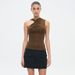 Cross-border Popular Women's Clothing: Stylish Twisted Off-shoulder Sleeveless Tank Sexy Y2K Top, Solid Color,_ecoleips.com