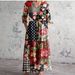 Women's Long Sleeved V Neck Printed Dress Style Fashionable High End Clothing_ecoleips.com