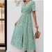 European And American Cross-border Floral V-neck Short-sleeve Slim-fit Long For Women, Summer Beach Vacation_ecoleips.com