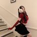 girl Pure Desire New Year Red Long Knitted Top For Women Autumn Win Christmas Hot Girl Design Drawstring Sleeve Short_ecoleips.com