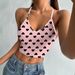 2025 Summer New European And American Cross-Border Valentine's Day Women's Heart Hanging Neck Tie-Up Crop Top Sexy_ecoleips.com