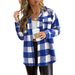 Women's Long Sleeved Lapel Plaid Shirt Casual Temperament Mid Length Coat Autumn Winter New European American Style Comfortable_ecoleips.com