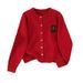 Bear Pattern Knit Cardigan, Korean Style New Spring And High-End Long Sleeve Top, Casual Early Autumn Outfit Coat_ecoleips.com