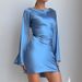 Women's Elegant Satin Short Skirt Dress Waist Cinching Ribbon Cross European American Style Autumn Slim Fit_ecoleips.com