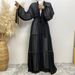 Arab Turkish Middle Eastern Fashion Elegant Solid Color Beaded Muslim Tie-Up Chiffon Cardigan Robe 1964_ecoleips.com