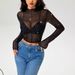 European American Cross-border 2026 Spring And Autumn New Women's Small Stand-up Collar Long-sleeve Mesh Transparent_ecoleips.com