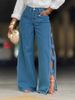 Handcrafted Floral Embroidered High-Slit Distressed Denim Jeans For Women – Vintage Boho Streetwear (Blue, S-2XL)_ecoleips.com