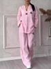 Women's Clothing Solid Color Cotton And Linen Casual Pants Suit_ecoleips.com