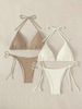 Women's Strapless Bikini Set Bandeau Top High-Cut Bottoms Solid Color Two-Piece Swimsuit for Pool Beach Vacation_ecoleips.com