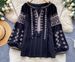 Women's Retro Embroidered Ethnic Style Shirt Skin Friendly Breathable Loose Fit Slimming Tie Waist Lantern Sleeves Long Sleeves Commuter Top_ecoleips.com