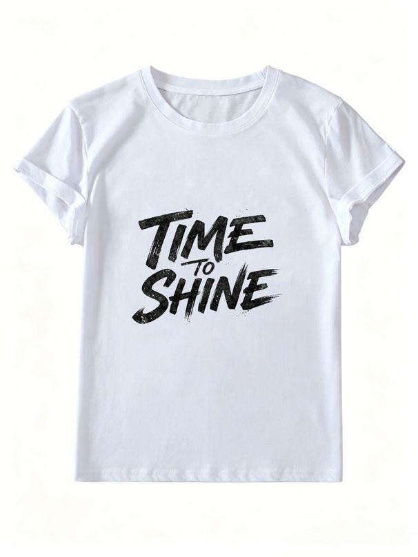 Women's Shining Moment T-shirt, Pure Cotton Inspirational Print Short Sleeve_ecoleips.com