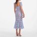 Women's Crochet Lace Fishtail Dress - Square Neck Hollow Out Summer Dress In Blue_ecoleips.com